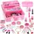 Anpro 68PCS Kids Makeup Kit for Girl, Kid-Safe Washable Make Up Toys Set for Dress Up, Pretend Beauty Vanity with Cosmetic Case, Stickers and Jewelry, Princess Toys Birthday Gift for Girls Aged 3-12
