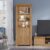Panana One Door Two Glass Shelves Sideboard Cupboard Unit Cabinet Size LxWxH 24.41×13.78×62.99inch With White Color LED (OAK)